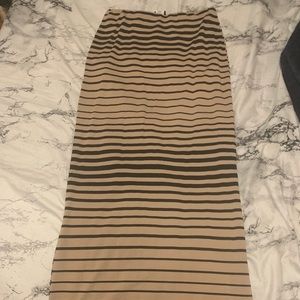 Black & beige striped maxi skirt